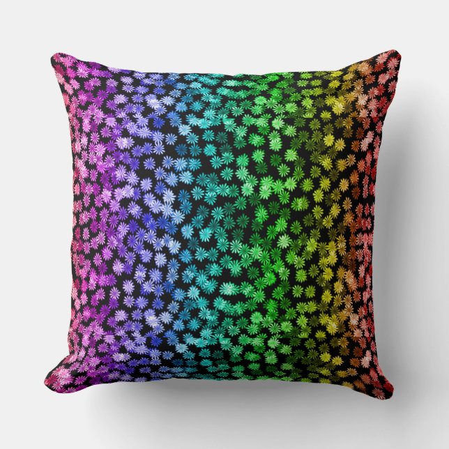 floral pride black rainbow pillow (Front)
