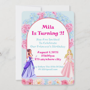 floral princess birthday invitation