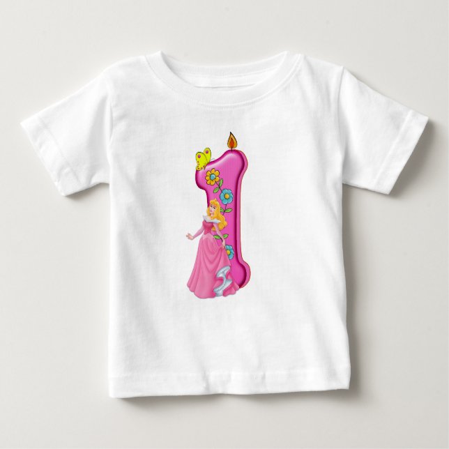  Floral Princess First Birthday Candle T-Shirt (Front)