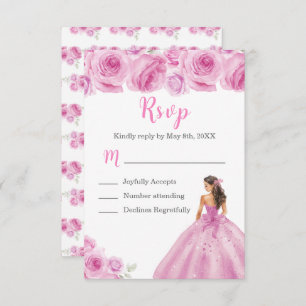 Floral Princess in a Light Pink Dress Meal Choice RSVP Card