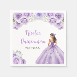 Floral Princess in Dusty Purple Dress Quinceanera  Napkin