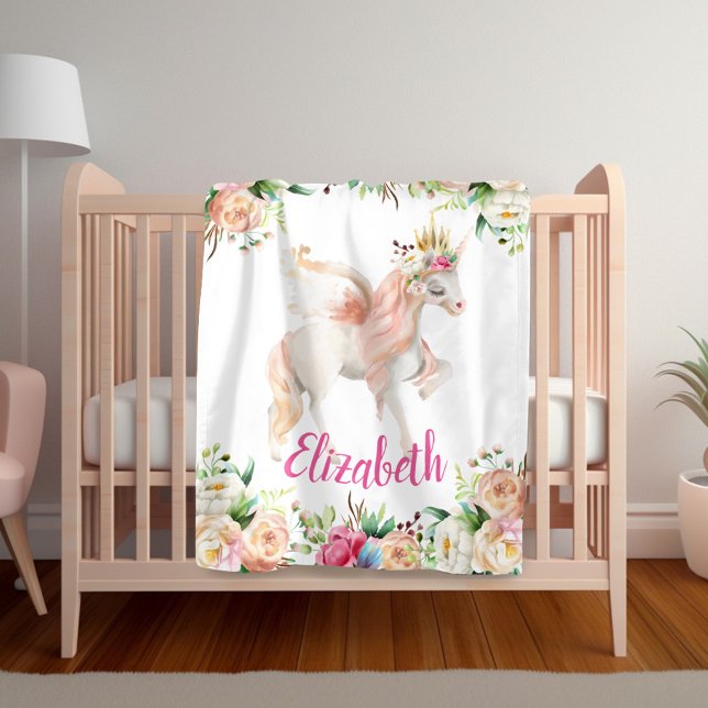 Floral Princess Unicorn Girl's Blanket (Creator Uploaded)