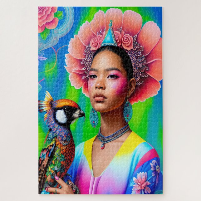 Floral princess with a bird jigsaw puzzle (Vertical)