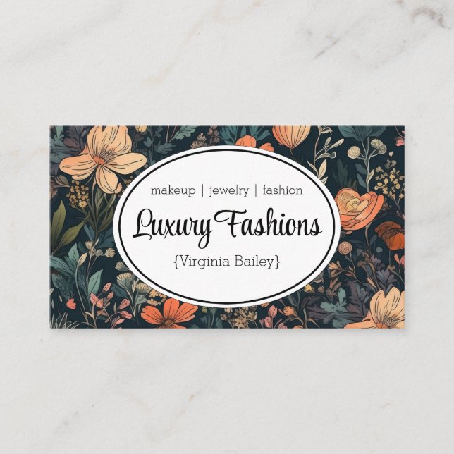 Floral Print Background Business Card (Front)