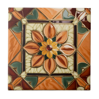 Floral Print Ceramic Tile, Small Tile