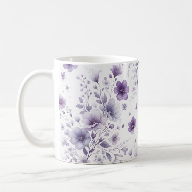  Floral Print Coffee Mug/Vibrant Floral Design Mug (Left)