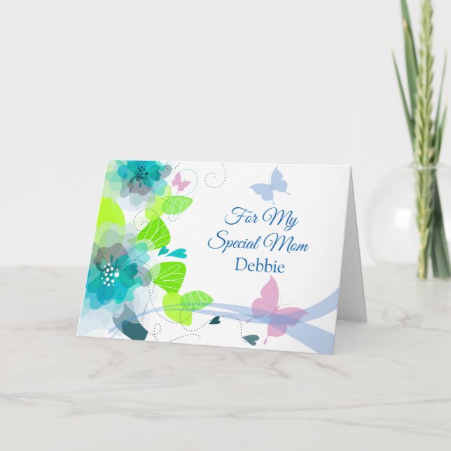 Floral Print Custom Name Birthday Card (Front)