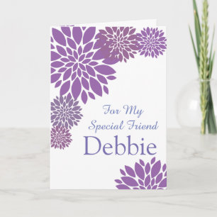 Floral Print Custom Name Birthday Card-Friend Card