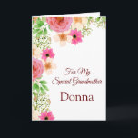 Floral Print Custom Name Birthday Card-Grandmother Card<br><div class="desc">Imagine this lovely floral printed birthday card being opened by your special grandmother with her custom name on it. Greeting printed inside wishing recipient a happy birthday . Customise her name by choosing menu at right, click on the sample name and change the text to what you need. Customise further...</div>