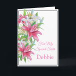 Floral Print Custom Name Birthday Card-Sister Card<br><div class="desc">Imagine this lovely floral printed birthday card being opened by your special sister with her custom name on it. Greeting printed inside wishing recipient a happy birthday .  
Customise her name by choosing menu at right,  click on "Debbie"  and change text. Customise further or buy as is.</div>