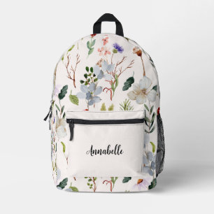 Floral Print Customise Name Printed Backpack