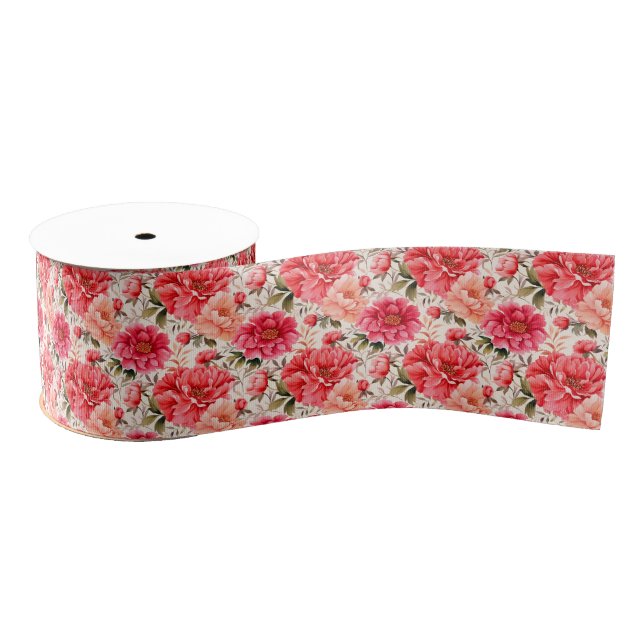 Floral Print Grosgrain Ribbon (Spool)