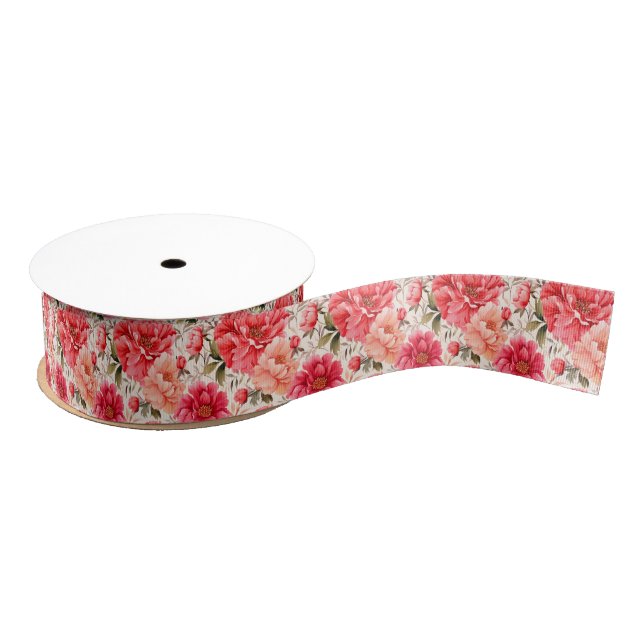 Floral Print Grosgrain Ribbon (Spool)