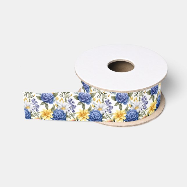 Floral Print Grosgrain Ribbon (Spool)