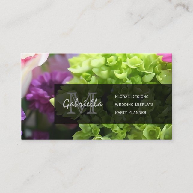 Floral Print : Monogram Business Cards (Front)