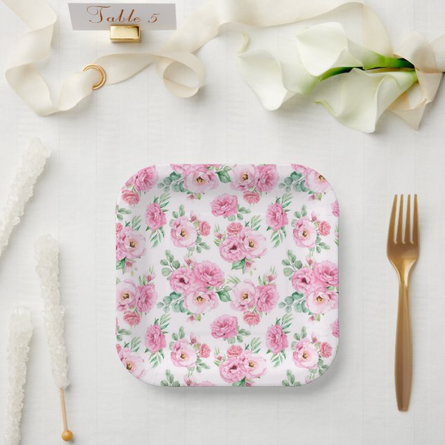 Floral Print  Paper Plate (Wedding)
