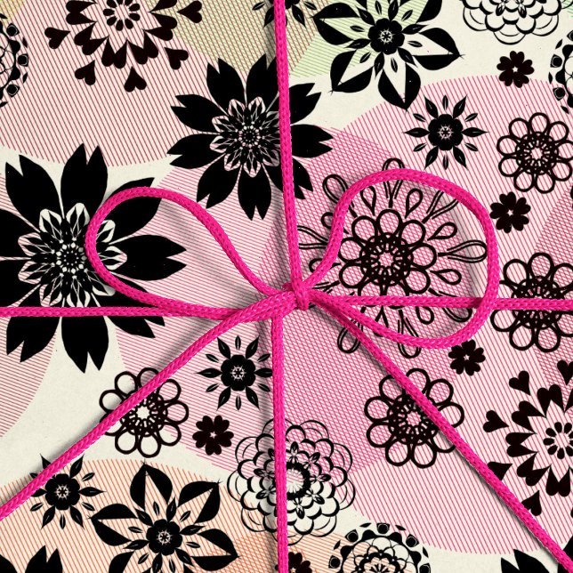    Floral Print Pop Pattern Cute Girly Boho Hippie Wrapping Paper (Creator Uploaded)