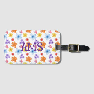 Floral Print Single-sided Luggage Tag W/Card Slot