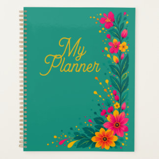 Floral Print Teal Planner