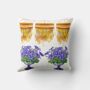 Floral print throw pillow, Vintage flower cushion, Cushion