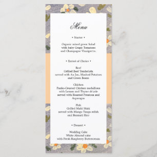 Floral Print Wedding Menu or Bridal Shower Menu