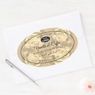 Floral Product Label Beige Roses Cream Colours Log