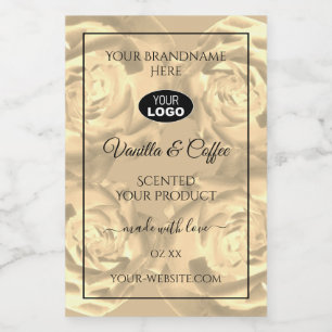 Floral Product Label Beige Roses Cream Colours Log