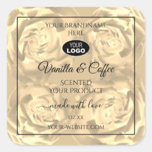 Floral Product Label Beige Roses Cream Colours Log