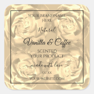 Floral Product Labels Beige Roses Cream Colours