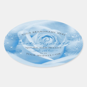 Floral Product Labels Blue Rose with Palm Leaves
