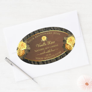 Floral Product Labels Brown Wood Grain Tree Bark