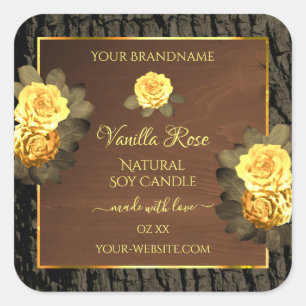 Floral Product Labels Brown Wood Grain Tree Bark