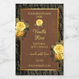 Floral Product Labels Brown Wood Grain Tree Bark