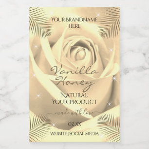 Floral Product Labels Cream Beige Rose Palm Leaves