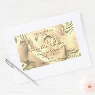 Floral Product Labels Cream Beige Rose Palm Leaves