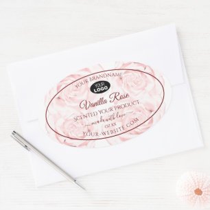 Floral Product Labels Light Pink Roses with Logo
