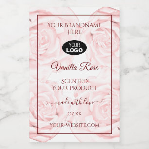 Floral Product Labels Light Pink Roses with Logo