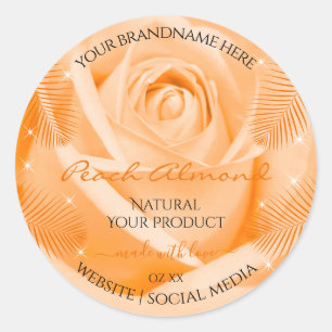 Floral Product Labels Orange Rose with Palm Leaves