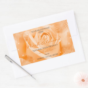 Floral Product Labels Orange Rose with Palm Leaves