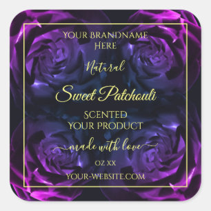 Floral Product Labels Pink Purple Flowering Roses