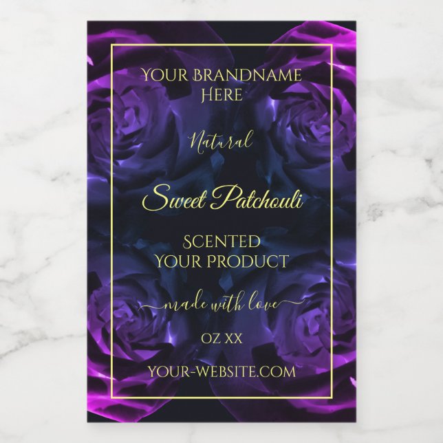 Floral Product Labels Pink Purple Flowering Roses (Single Label)