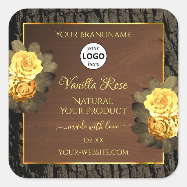 Floral Product Labels Wood Grain Tree Bark Logo (Front)