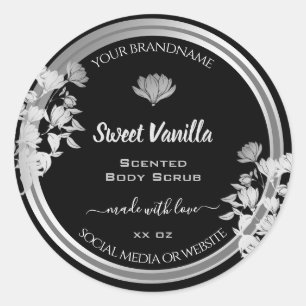 Floral Product Packaging Labels Black and White