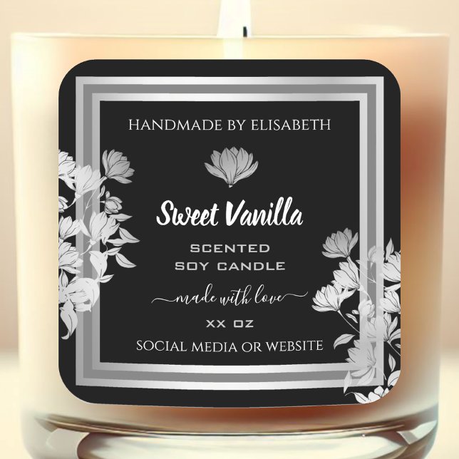 Floral Product Packaging Labels Black and White (Creator Uploaded)