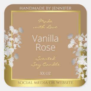 Floral Product Packaging Labels Brown Gold Silver