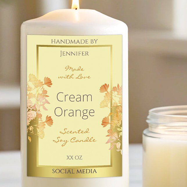 Floral Product Packaging Labels Cream Orange Gold (Creator Uploaded)