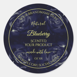 Floral Product Packaging Labels Dark Blue Roses