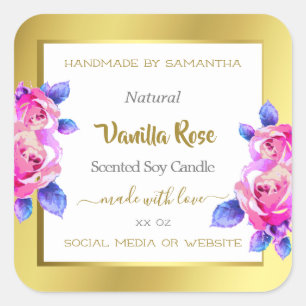 Floral Product Packaging Labels Gold White Pink