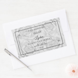 Floral Product Packaging Labels Light Grey Roses