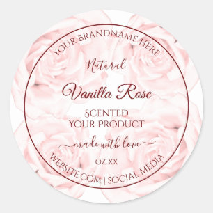 Floral Product Packaging Labels Light Pink Roses